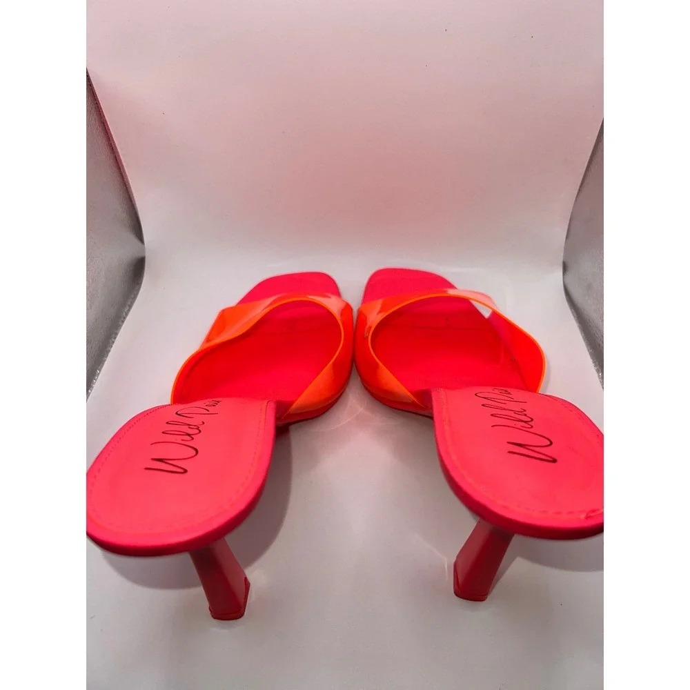 Wild Pair Luuna Slide‎ Neon Pink Dress Sandal Heels Size 8.5 Summer Club Wear